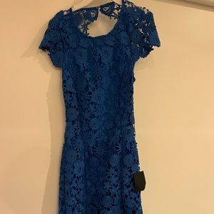 Lulus blue lace dress with open back